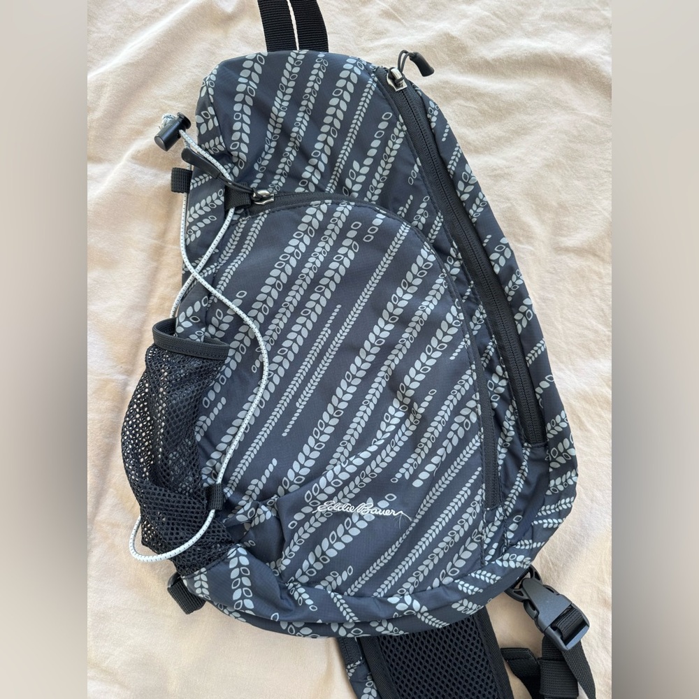 Eddie Bauer Shoulder Sling Crossbody Backpack Black and Gray Compact Bag
